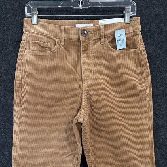 LOFT Pants Womens 4 Petite Tan High Rise The Straight Corduroy Regular Fit 27 - Picture 2 of 13